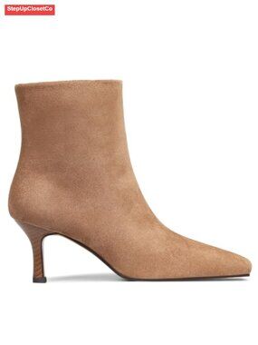 Women's Kitten Heel Square Toe Ankle Boots Suede